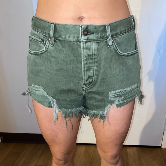 Free people Army green cutoff Jean shorts - Picture 1 of 5